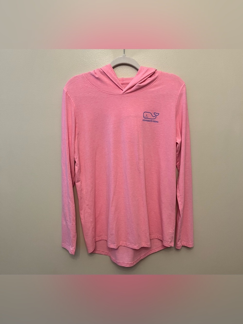 Vineyard Vines Edgartown Long Sleeve Hoodie Tee Women's Size Medium Pink Blue